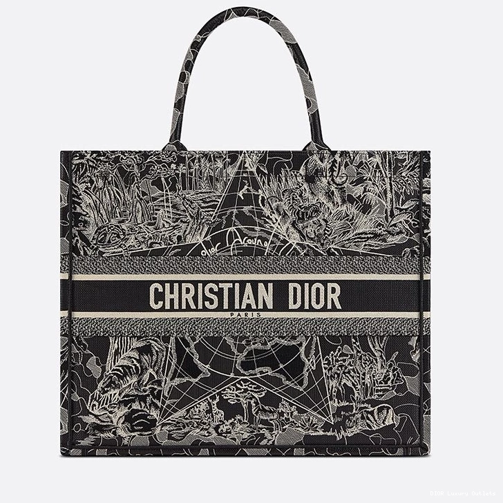 Cheap Canvas Tote Motif Black the World Around Dior Book 0816 Luxury